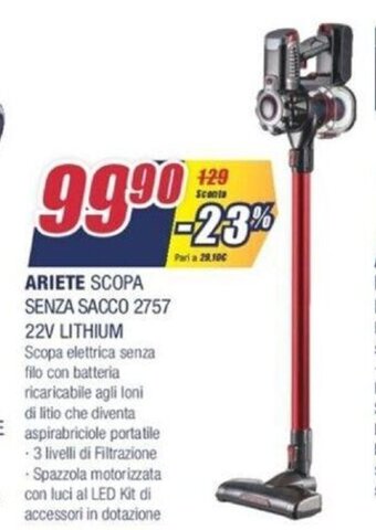 Trony Ariete Scopa Senza Sacco 2757 22V Lithium offerta