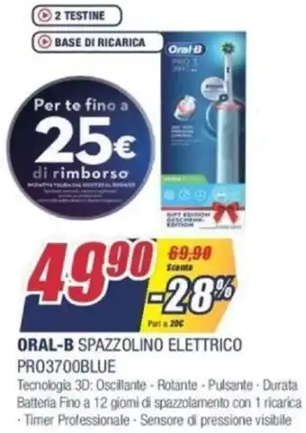 Trony Oral-B Spazzolino Elettrico PRO3700BLUE offerta