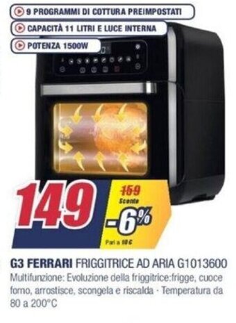Trony G3 Ferrari Friggitrice Ad Aria G1013600 offerta