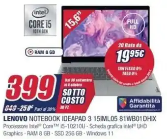 Trony Lenovo Notebook Ideapad 3 15IML05 8WB01DHIX offerta