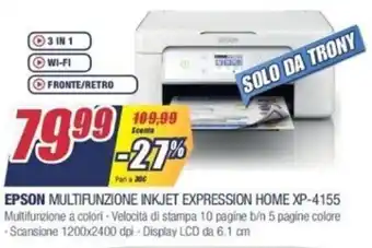 Trony Epson Multifunzione Inkjet Expression Home XP-4155 offerta