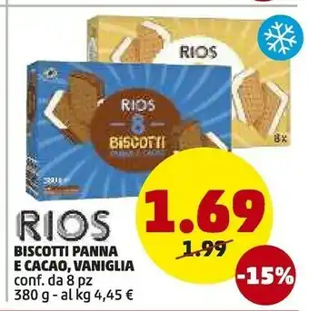 PENNY Rios Biscotti Panna E Cacao/ Vaniglia offerta