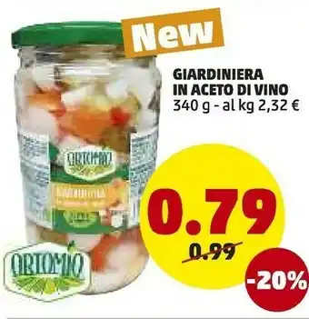 PENNY Ortomio Giardiniera In Aceto Di Vino 340 G(ml) offerta