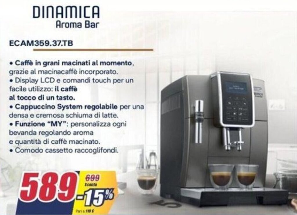 Offerta DeLonghi Dinamica Aroma Bar ECAM359.37.TB nel volantino di Trony