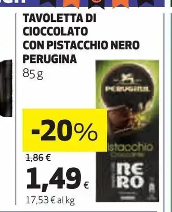 Coop Tavoletta di cioccolato con pistacchio nero perugina 85 g offerta