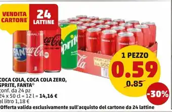PENNY Coca cola, coca cola zero, sprite, fanta offerta
