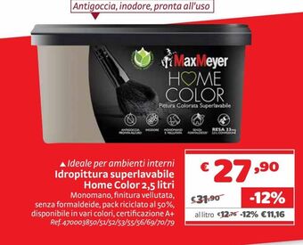 Bricocenter Idropittura superlavabile home color 2,5 litri offerta
