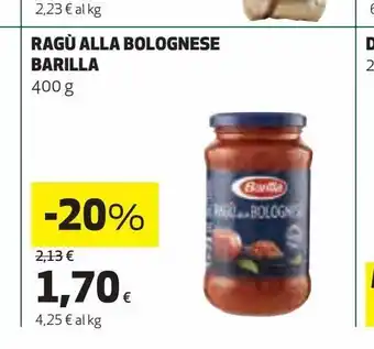 Coop Ragu alla bolognese barilla 400 g offerta