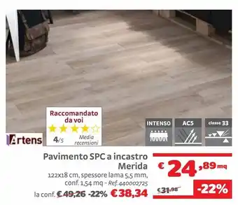Bricocenter Pavimento spc a incastro merida offerta