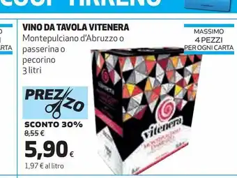 Coop Vino da tavola vitenera offerta