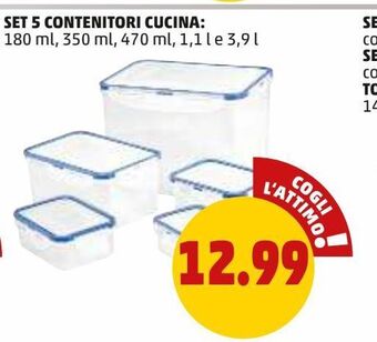 PENNY Set 5 contenitori cucina offerta