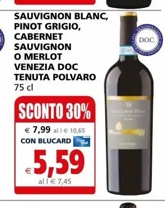 Il Gigante Sauvignon blanc, pinot grigio, cabernet sauvignon o merlot venezia doc tenuta polvaro offerta
