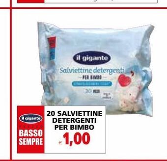 20 salviettine detergenti per bimbo