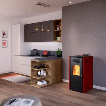 Leroy Merlin Stufa a pellet ventilata nuova vieste 7.3 kw bordeaux offerta