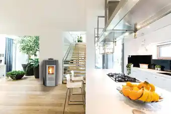 Leroy Merlin Stufa a pellet ventilata theresia 6.3 kw in vetro nero offerta