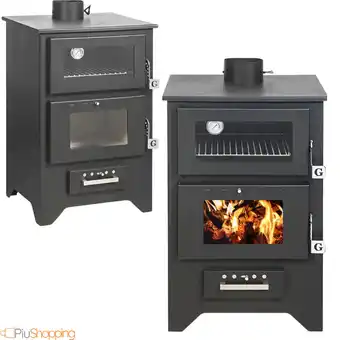 Leroy Merlin Stufa a legna con forno in acciaio 360 m3, 14,8 kw , con vetro- nero offerta