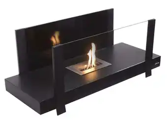 Leroy Merlin Caminetto a bioetanolo da pavimento, 2000w, design da tavolo in acciaio nero, frontale in vetro temperato offerta
