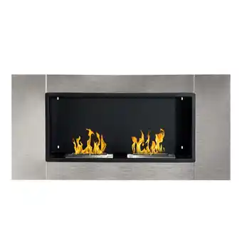 Homcom camino bioetanolo da parete con 2 bruciatori capacità di 3l 4400w 110 x 54 x 14,5cm