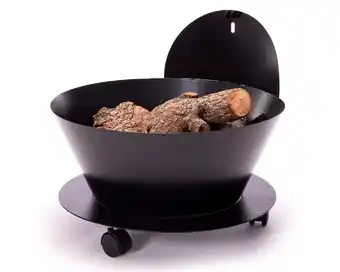 Leroy Merlin Porta legna con coperchio e ruote in acciaio nero offerta