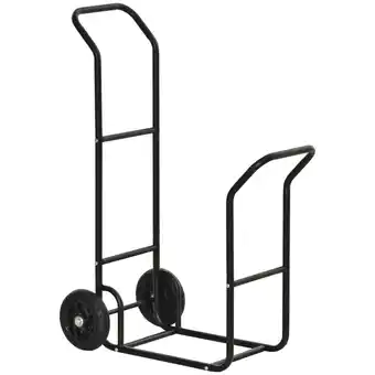 Leroy Merlin Outsunny carrello portalegna in acciaio con 2 ruote, legnaia da interno ed esterno capacità 100kg, 77x42x105cm, nero offerta