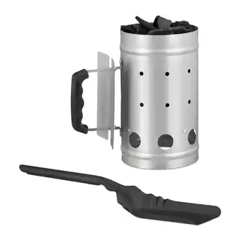 Leroy Merlin 2x accessori da grill, ciminiera per accensione, paletta raccogli cenere, cesto accendi carbonella grill barbecue offerta