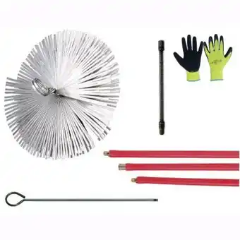 Leroy Merlin Kit spazzacamino pulizia canne fumarie 6 metri con scovolo in acciaio ø15 cm con guanti in omaggio offerta