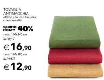 Esselunga Tovaglia Antimacchia effetto juta, con filo lurex, colori assortiti mix. 140x240 cm offerta
