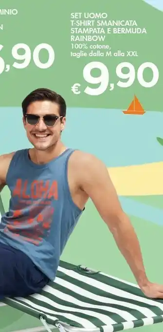 Bennet Rainbow Set Uomo T-shirt Smanicata Stampata E Bermuda offerta
