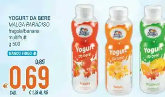 MD Discount Malga Paradiso Yogurt Da Bere Fragola/Banana/Multifrutti offerta