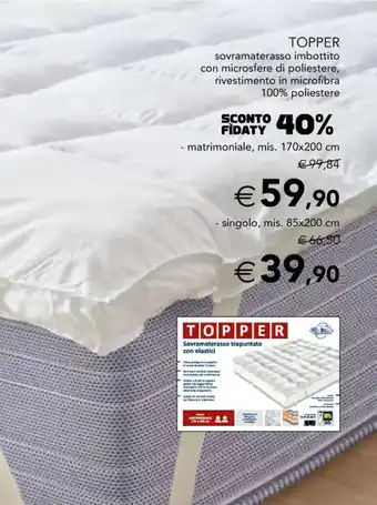 Esselunga Topper Sovramaterasso Imbottito Matrimoniale 170 x 200 cm offerta