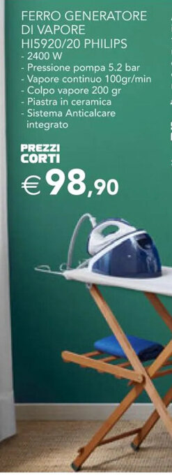 Esselunga Ferro Generatore Di Vapore HI5920/20 Philips offerta