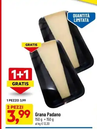 Supermercati Piccolo Grana Padano 150 g + 150 g 2 pezzi offerta