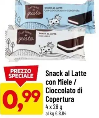 Supermercati Piccolo Snack Al Latte Con Miele / Cioccolato di Copertura 4 x 28 g offerta