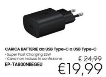 Euronics Samsung Carica Batterie da USB Type-C a USB Type-C offerta