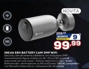 Euronics Ezviz INE119 EB3 Battery Cam 3MP Wifi offerta