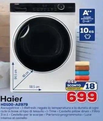 Euronics Haier Asciugatrice I-Refresh HD100-A2979 offerta