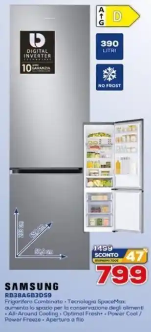 Euronics Samsung Frigorifero Combinato Tecnologia SpaceMax RB38A6B3DS9 offerta