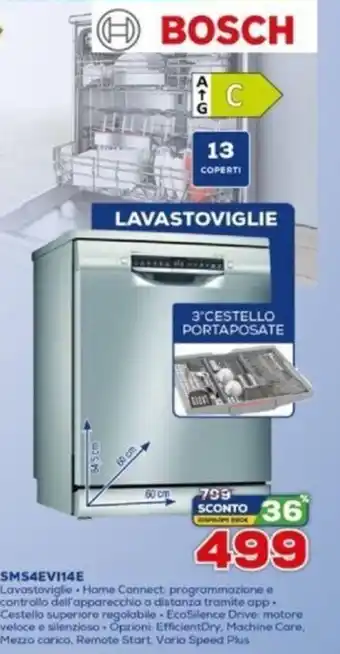 Euronics BOSCH Lavastoviglie Home Connect SMS4EVI14E offerta