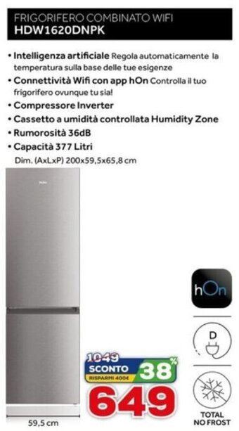 Euronics Haier Frigorifero Combinato WiFi HDW1620DNPK offerta