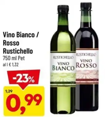 Supermercati Piccolo Vino Bianco / Rosso Rustichello 750 ml PET offerta