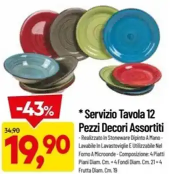 Servizio Tavola 12 Pezzi Decori Assortiti