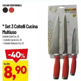 Set 3 Coltelli Cucina Multiuso