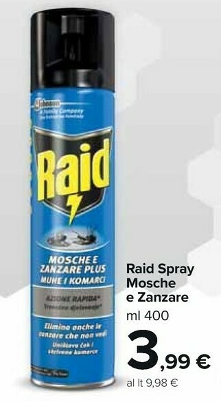Carrefour Market Raid Spray Mosche E Zanzare offerta