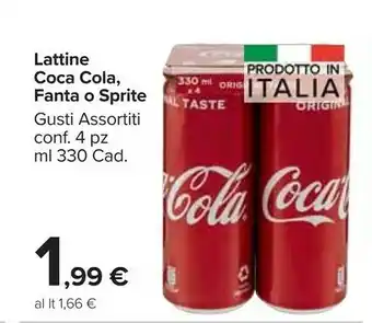 Carrefour Market Fanta Lattine Coca Cola O Sprite offerta