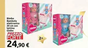 Bimbo bambola elettronica 30 cm con lettino globo