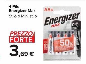 Carrefour Market 4 pile energizer max offerta