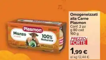 Carrefour Market Omogeneizzati alla carne plasmon offerta
