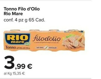 Carrefour Market Rio Mare Tonno All'Olio Di Oliva Filodolio offerta