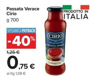 Carrefour Market Cirio La Verace Passata 700 G(ml) offerta