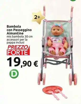 Bambola con passeggino aimantite